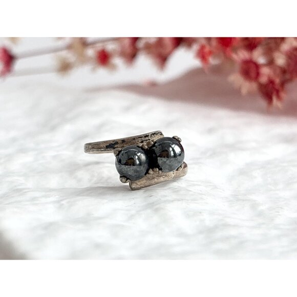 Tahitian Pearl Bead Accented Sterling Silver 925 Vintage Ring - sz 6.25 - Picture 8 of 15